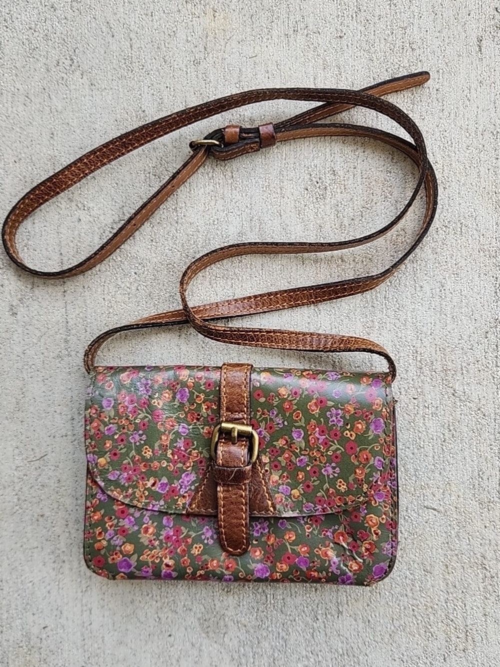 Patricia Nash~TORRI Floral Leather XBDY Purse Clutch~RUSTIC NATURE~